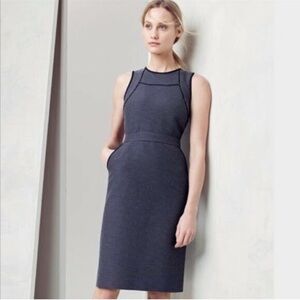 NWT J.Crew Navy Blue White Dot Textured Sheath Dress Size 6 Work Office Classic